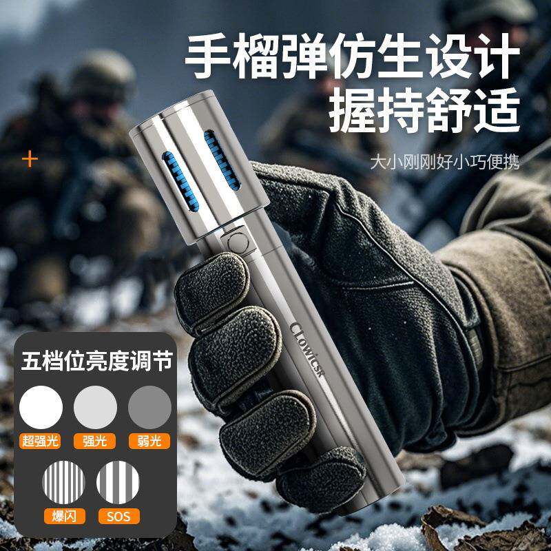 进爆变焦JY-0款新款不锈强光超亮手电筒钢充电登户跨外便携山变焦
