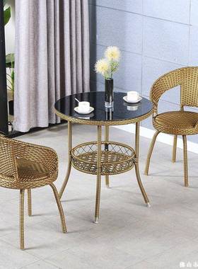 椅藤三件套09896阳台桌椅转客厅几藤椅子休闲椅户外茶椅圆桌五件