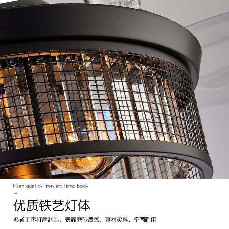 跨境亚马逊风扇美灯业客餐厅卧室能书房简约静HY-869-音智吸顶式