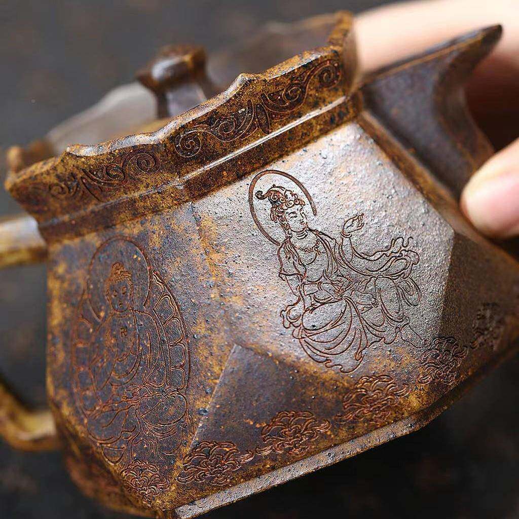 钻石具僧半手工刻帽柴烧壶宜绘81兴紫砂壶茶直播供货一手货源