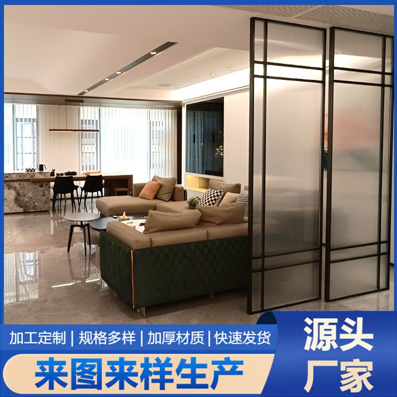 轻奢不锈钢屏风新中式客厅隔断入户简约花格镂空玄关装饰格栅屏风