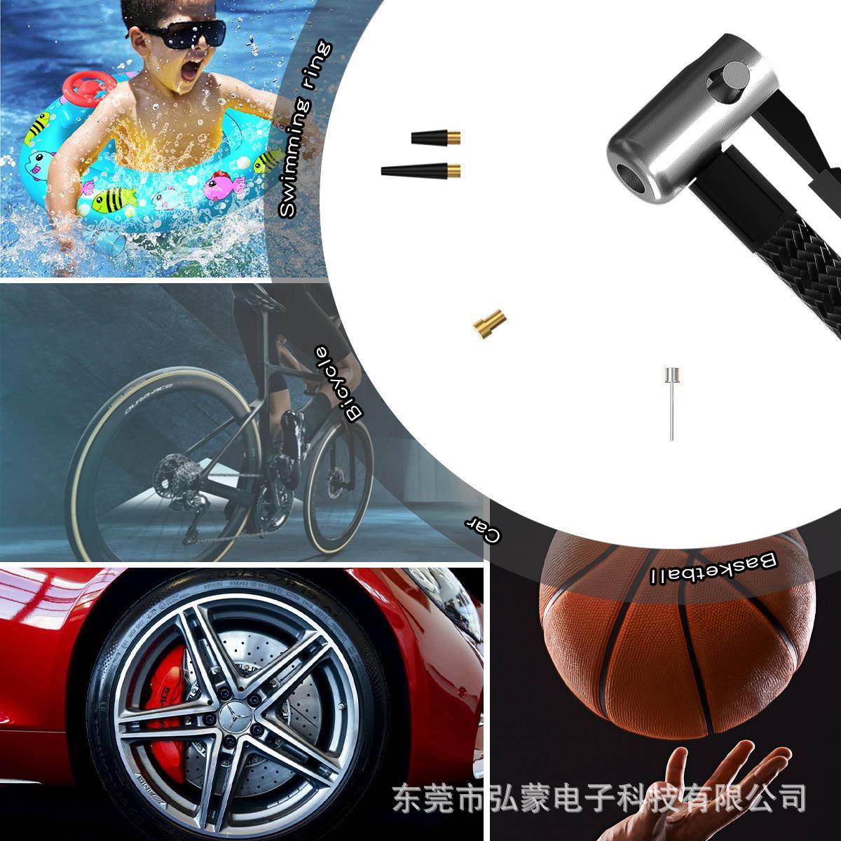 跨境新款载无001充气泵便车携式线数显多功能汽轮胎户外电车动手