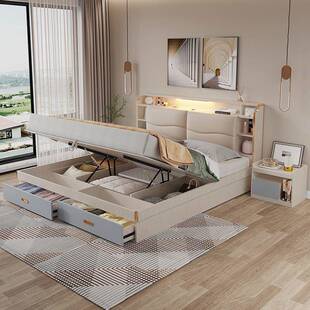 以梵家具板式箱气压储物床现板代小1榻户型卧室榻米双人主卧式高