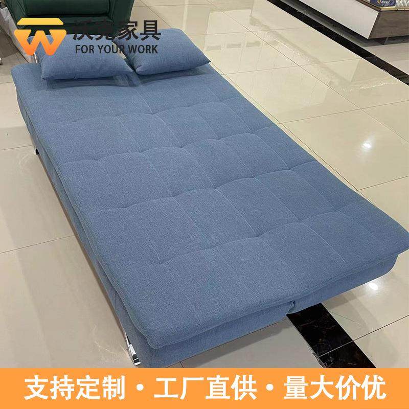 发多功能绒布沙床两用型全钢架客小2116#户折叠双人懒厅人简约沙