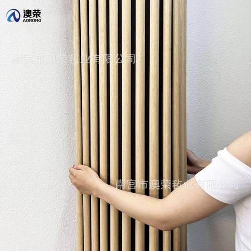 商场中庭毛毡木条吸板音音格栅装软饰隔两用工953程款可弯折护角