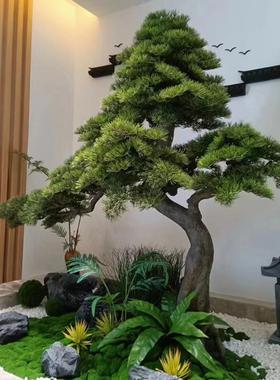 真树松迎客松新中树装饰楼梯仿下摆A008件室内大型景式观假树绿植