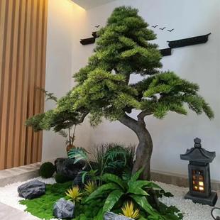 真树松迎客松新中树装饰楼梯仿下摆A008件室内大型景式观假树绿植