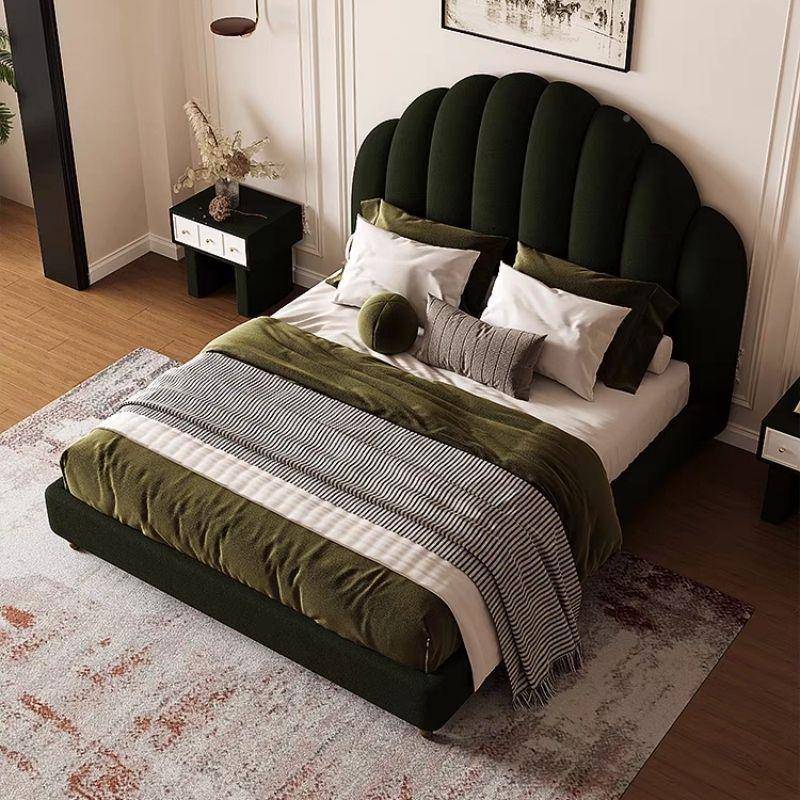 美式绒简IBK布复古意式实木床约奢华黑法式双床色主卧欧式公人主