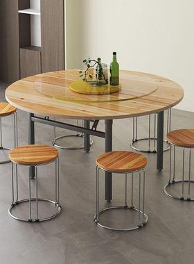 加厚圆桌大易面板实折叠饭桌家用木人转盘10圆形CPF对折简餐桌20