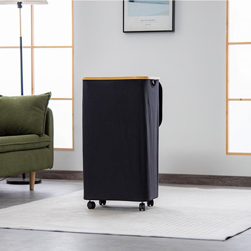 带盖可折叠脏衣篮轻奢0中式轮1纳 00L脏衣服带收筐带滚珠l轮脏衣