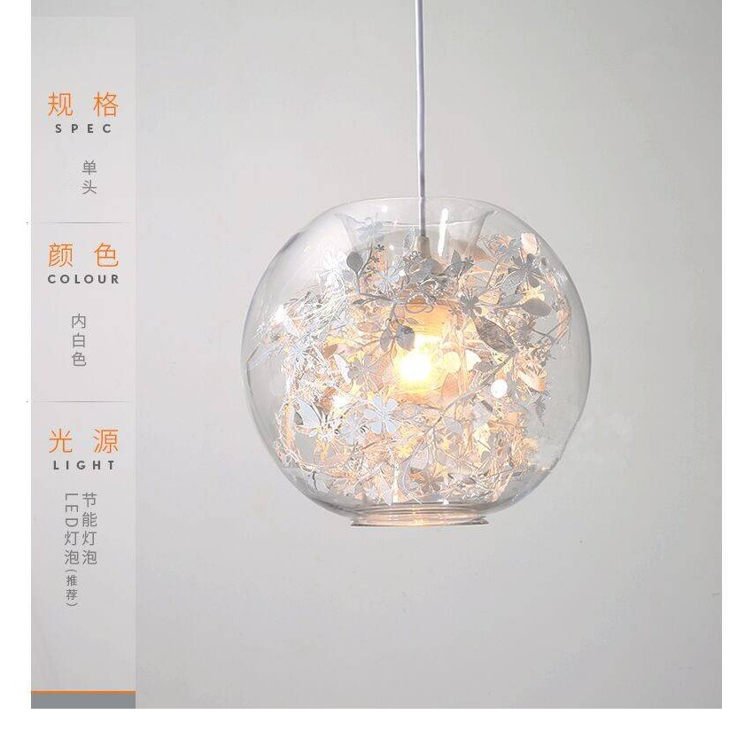 利煌灯饰简约现代创意个性时尚吊灯玻璃球卧室餐厅花草光影田园灯