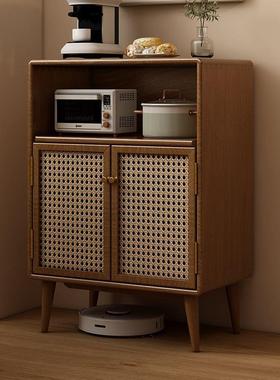 餐新中式实木餐边柜编收柜纳柜斗餐BNP厅边柜具收纳储物柜子藤网