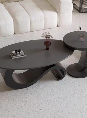 意式轻岩板椭茶圆几现代简约客厅奢家用小茶35265户型大小组合沙发几桌