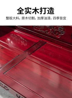 北老B-00898榆木罗汉床堂屋菠方萝格榆木实木具木雕仿沙发床古客