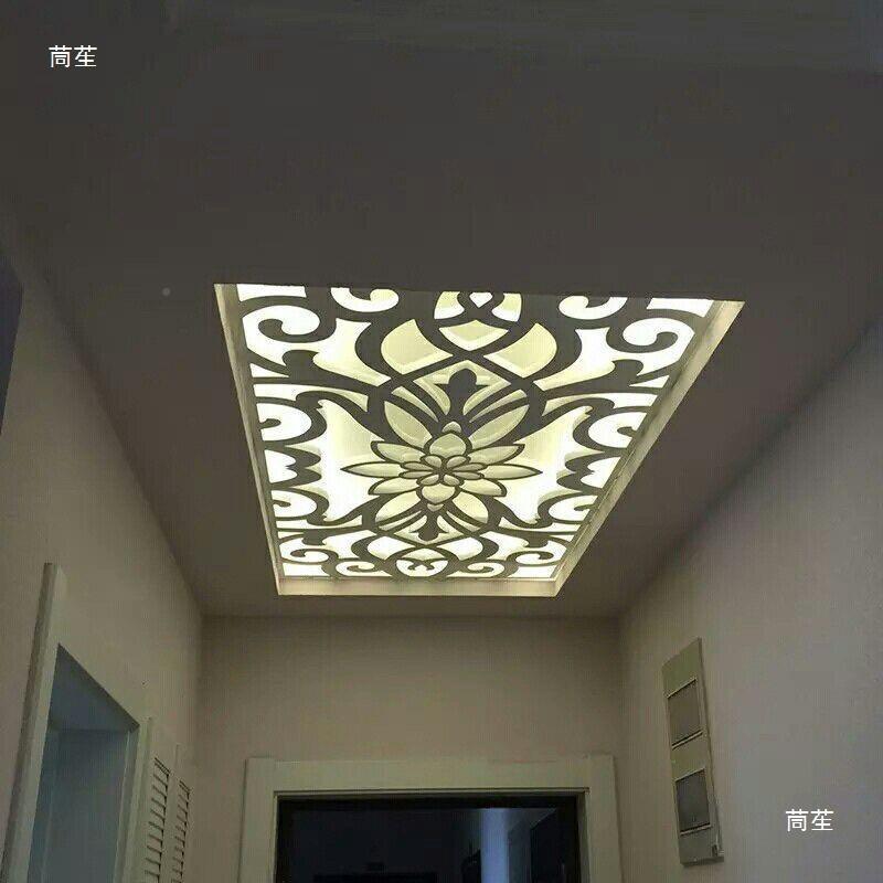 新款木塑板结PVC镂空雕皮花BSO天花板吊顶 灯装饰通板花玄关隔垒