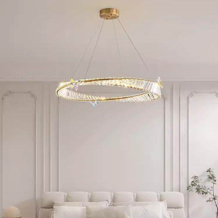 水晶吊灯轻法式厅现奢代简约大气圆环客灯饰餐厅灯卧室46主灯具中,家装灯饰光源,智能吊灯,淘宝优惠券,粉丝福利购,淘宝优惠卷