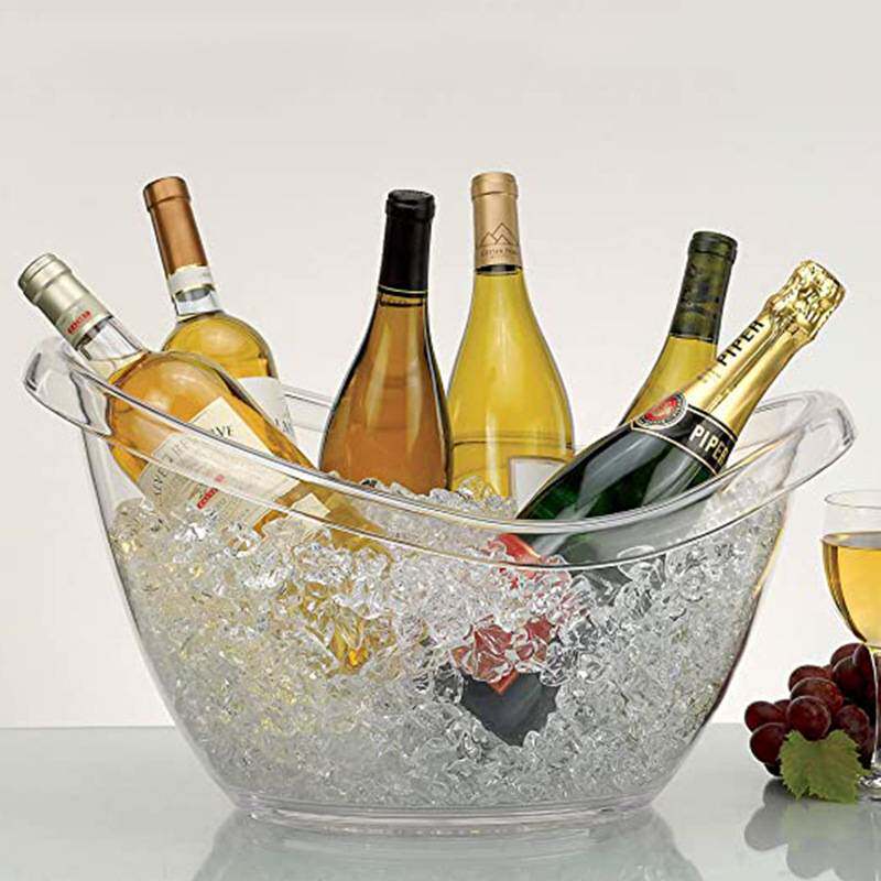 透明塑胶PC大号香槟冰桶新品 方形波浪纹啤酒框酒吧KTV冰镇红酒桶