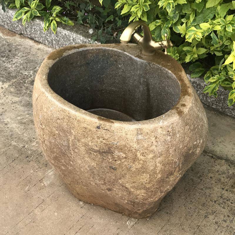 天然石头拖把池复古户外水槽庭院花园拖布池阳台石材墩布盆池室外