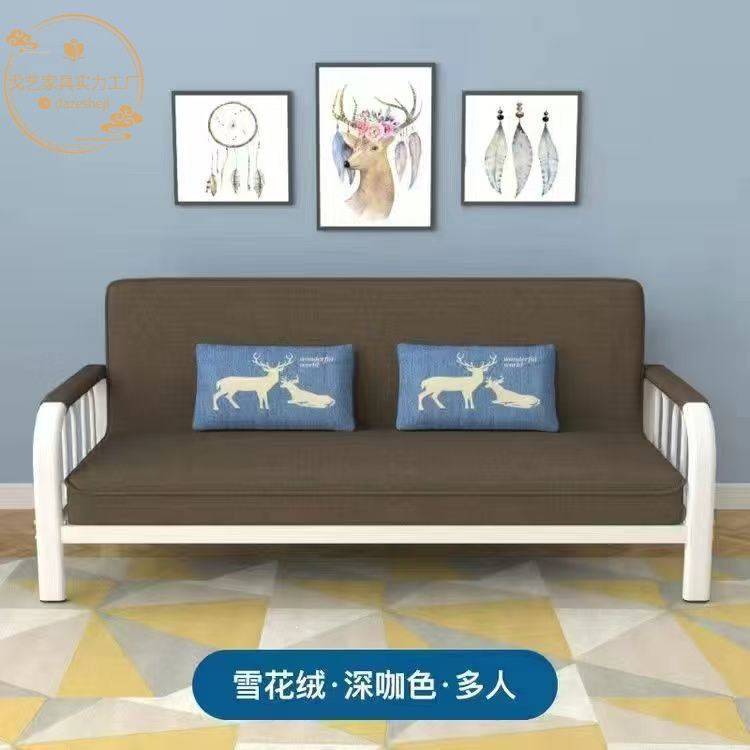 小户型多功能沙发床出租房两用布艺铁架折叠一体床现货
