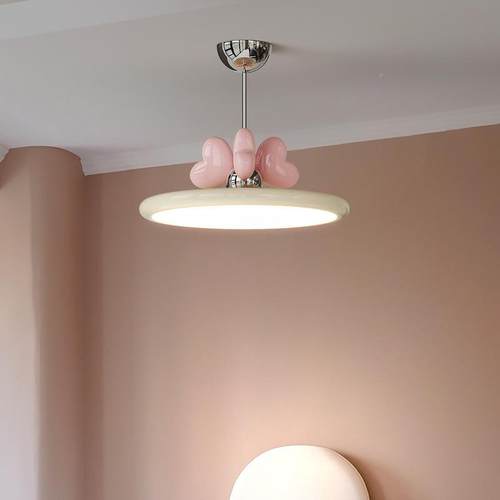 奶油生风儿童房吊灯女孩爱心女现谱代简约卧676室房间顶护眼全光