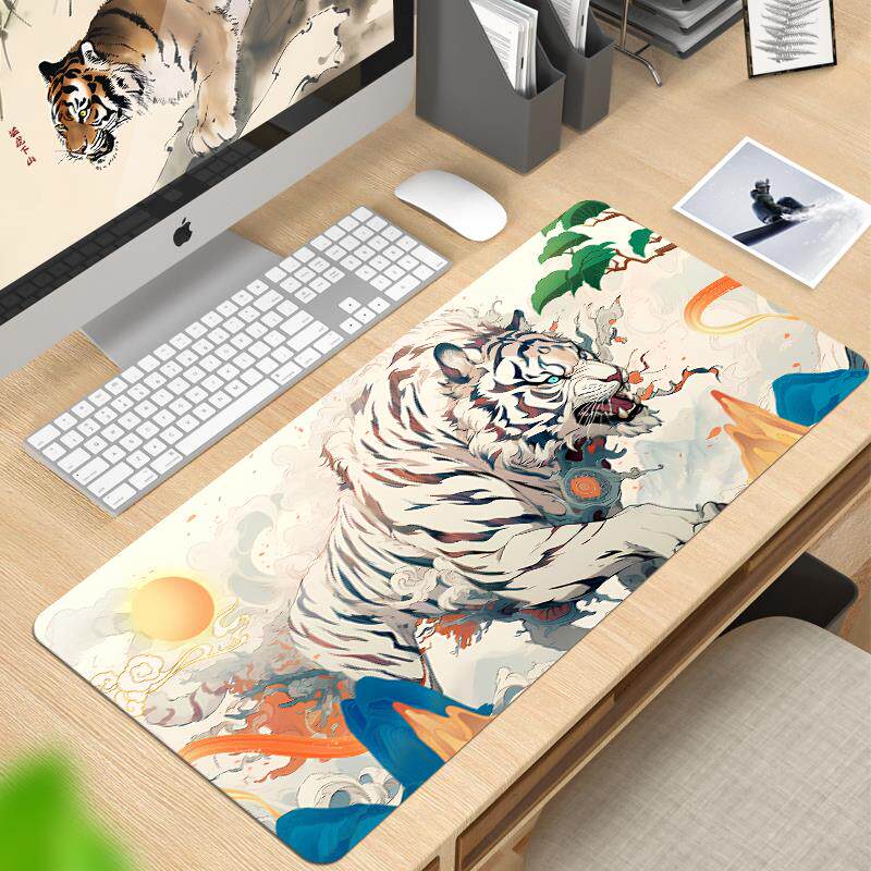 龙虎中国风古风鼠标垫大号山海经电脑键盘一体防滑桌面垫定制尺寸