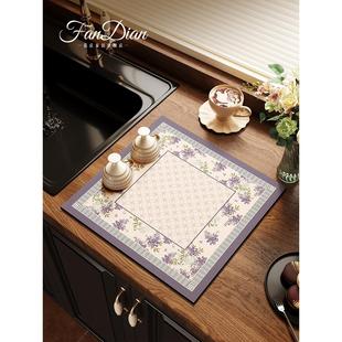 美式正方形厨房台面沥水垫吸水速干硅藻泥保护水槽刷洗碗台面垫子