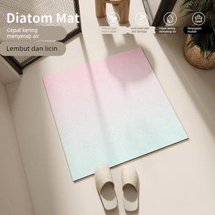 渐变正方形浴室地垫硅藻泥卫生间门口吸水速干脚垫家用厕所防滑垫