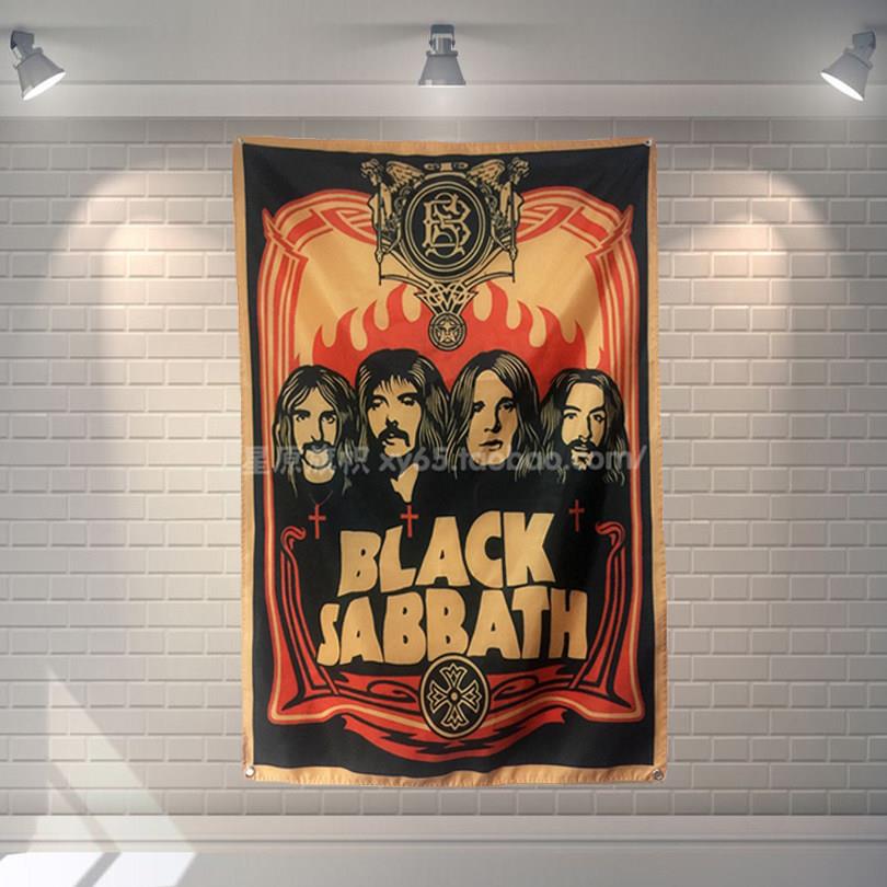 黑色安息日black sabbath摇滚挂旗琴行主题酒吧民宿背景墙饰挂布
