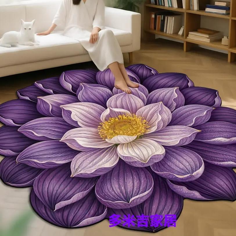 紫色莲花硅藻泥沥水垫浴室吸水防滑垫卧室厨房玄关卫生间擦脚地垫