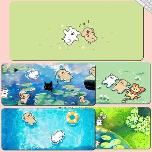 线小狗鼠标垫特大号办公桌垫电脑键盘垫可爱的女孩笔记本游戏桌垫