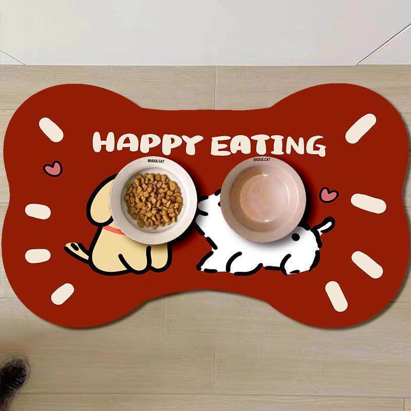 狗富贵卡通宠物餐垫卡通吸水硅藻泥餐垫易打理食碗猫咪吃饭饭盆垫