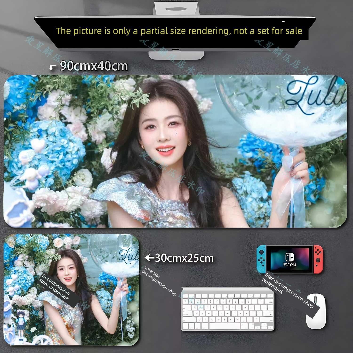 白鹿大号鼠标垫明星周边游戏办公键盘垫可定制图案照片锁边书桌垫