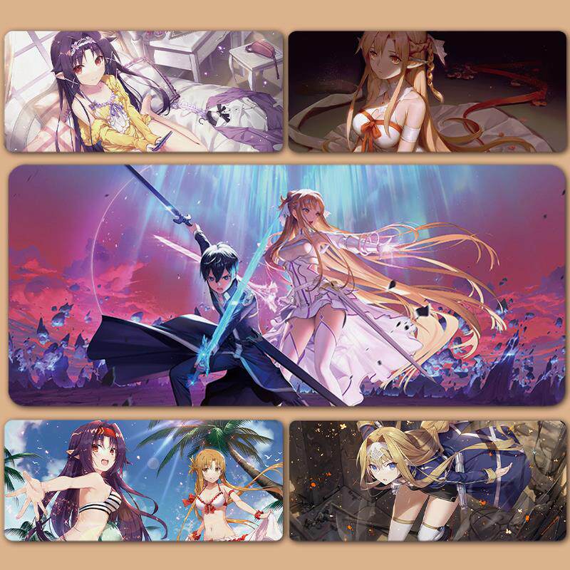 SAO刀剑神域亚丝娜桐人有纪诗乃爱丽丝鼠标垫超大号电脑桌垫