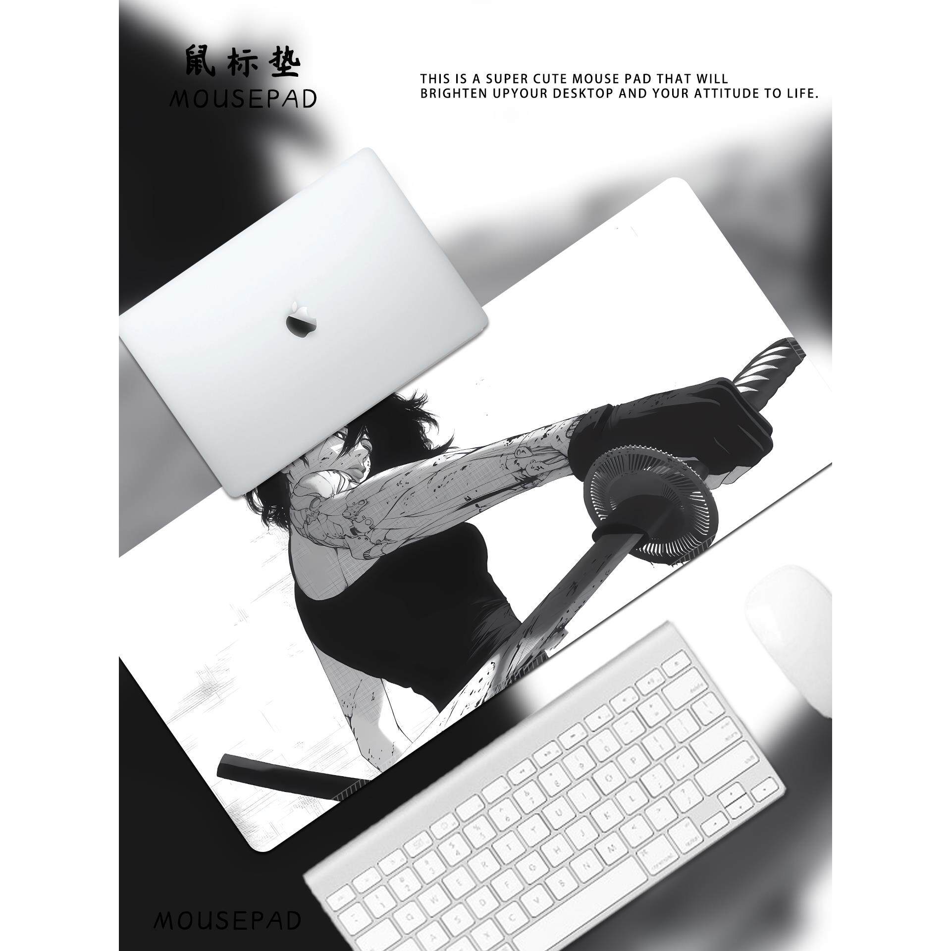 黑白二次元动漫鼠标垫超大号不良传说玄龙传奇学生电竞加厚桌垫子