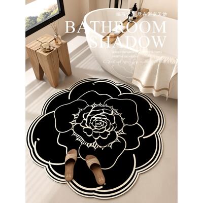 黑色小香浴室地板垫硅藻泥吸水地毯浴缸防滑垫浴室门异形脚垫