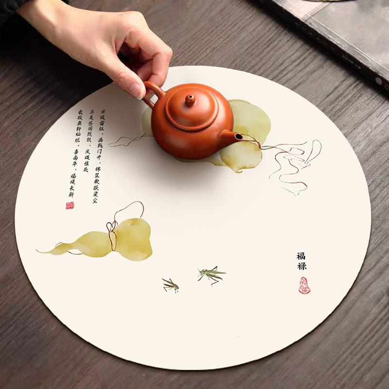 新荷花硅藻泥茶杯垫吸水隔热餐垫家用吧台圆形咖啡垫防滑餐桌碗垫