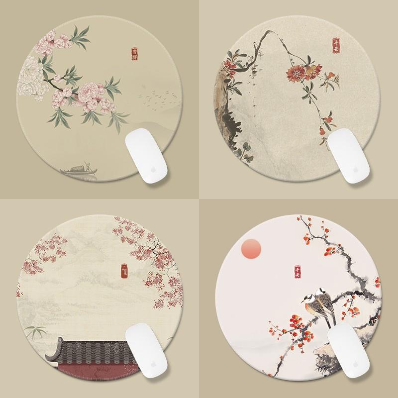 国风碎花鼠标垫水墨丹青工笔花鸟禅意办公家用桌垫小号图案定制女