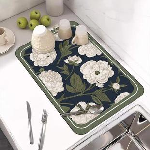 厨房沥水垫台面软矽藻泥吸水凉垫碗筷干燥垫洗手台杯垫地点家用浴