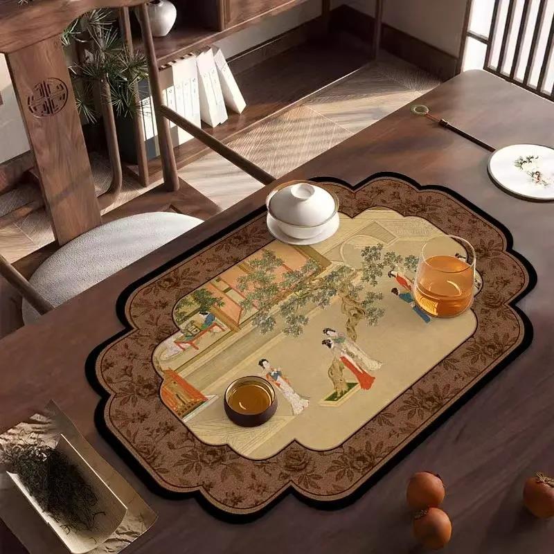 新中式硅藻泥沥水垫创意果盘垫吸水防滑隔热杯碗垫厨房茶具垫