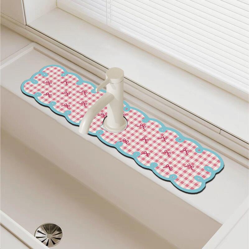 厨房硅藻泥吸水垫洗手台洗漱台水池窄边沥水垫卫生间水龙头台面垫