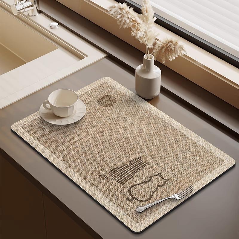 意大利厨房台面沥水垫硅藻泥吸水垫吧台洗手台垫2025新款碗盘垫子