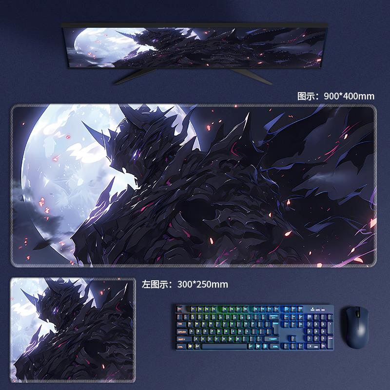 动漫二次元鼠标垫超大号办公电脑桌垫男生电竞游戏键盘滑鼠垫定制