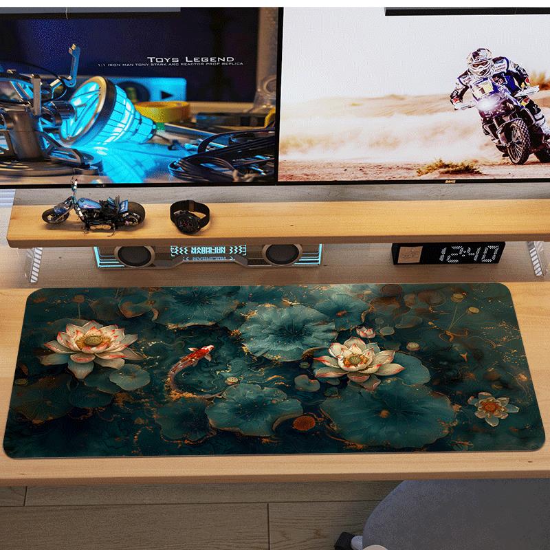 国风壁纸鼠标垫超大号电脑键盘垫国风办公桌垫男女生加厚防滑桌垫
