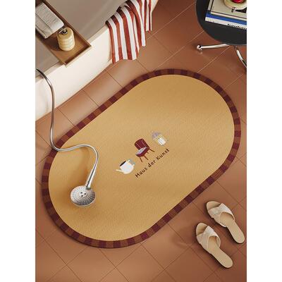 椭圆形浴室地垫硅藻泥吸水速干防滑踩脚垫卫生间进门耐脏防摔地毯