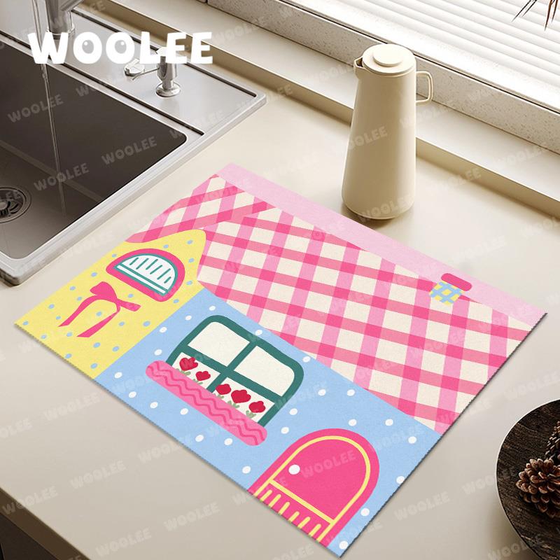 多巴胺沥水餐桌垫厨房咖啡吧台垫子吸水防滑防烫速干家用硅藻泥浴