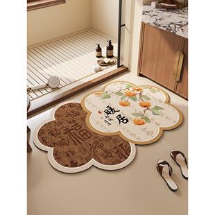 卫生间吸水地垫浴室门口速干防滑脚垫新中式厕所洗手间硅藻泥地毯