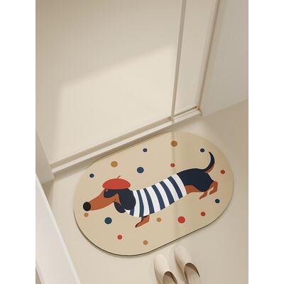 卡通小狗硅藻泥卫生间吸水地垫浴室门口速干家用脚踏垫子防滑地毯