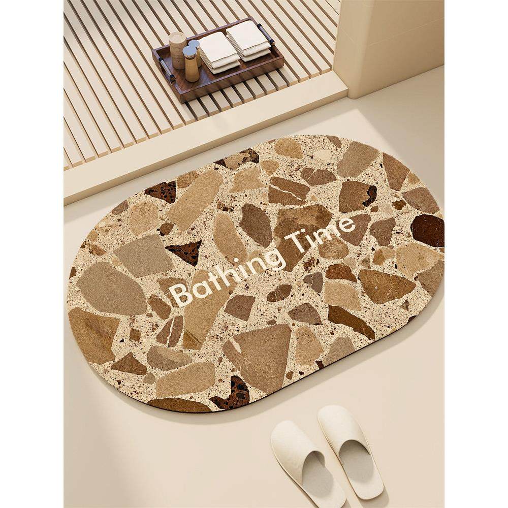 新款浴室硅藻泥地垫耐脏耐磨卫生间门口防滑垫家用可裁剪吸水地垫