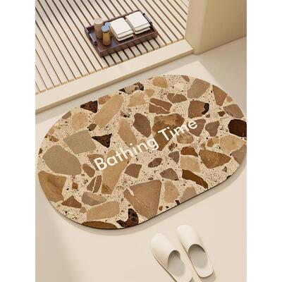 新款浴室硅藻泥地垫耐脏耐磨卫生间门口防滑垫家用可裁剪吸水地垫
