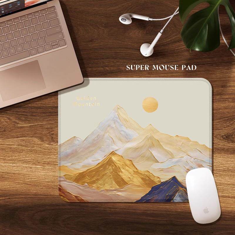 2025新款鼠标垫小号红色滑鼠垫日照金山风景办公电脑家用桌垫便携